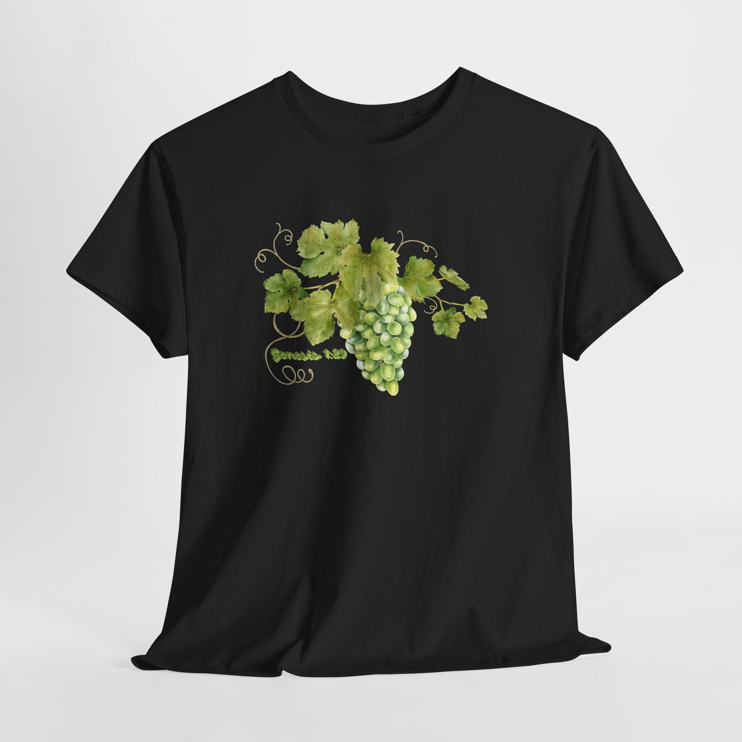 Genesis 1:29 Grapevine Watercolor T-Shirt — Green Grape Vines Tee