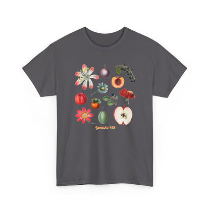 Botanical Fruit Garden T‑Shirt — Floral & Fruit Illustration Tee (Genesis 1:29)