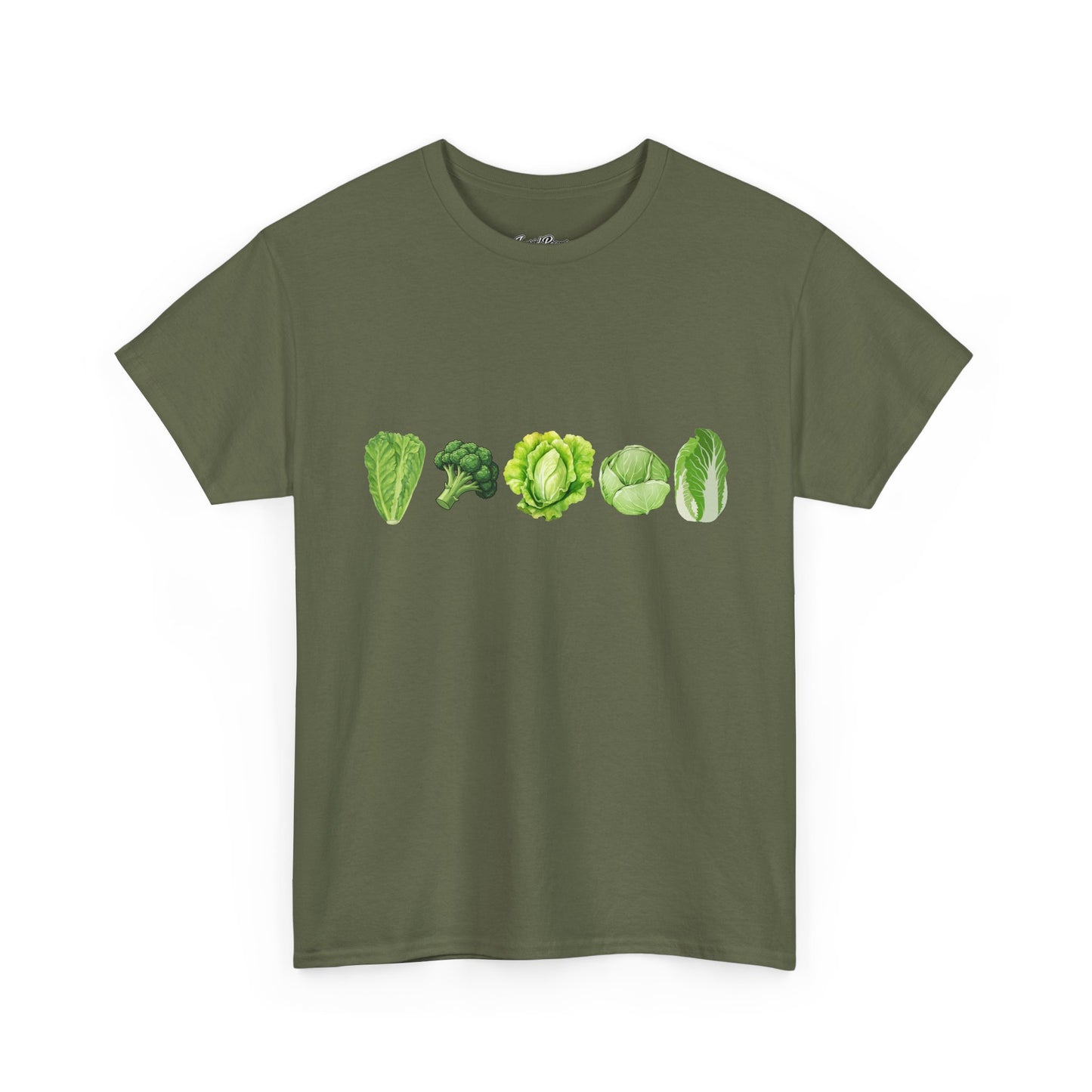 Vegetable Row T-Shirt — Green Veggies Lettuce Broccoli Cabbage Graphic Tee