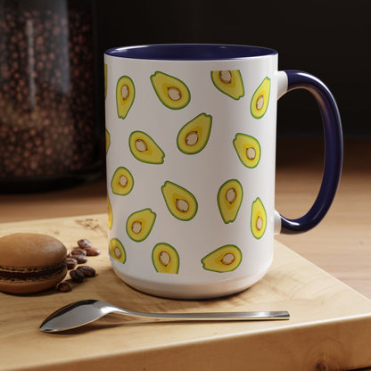 Avocado Pattern Coffee Mug — Cute Avocado Print Accent Mug (11/15oz)