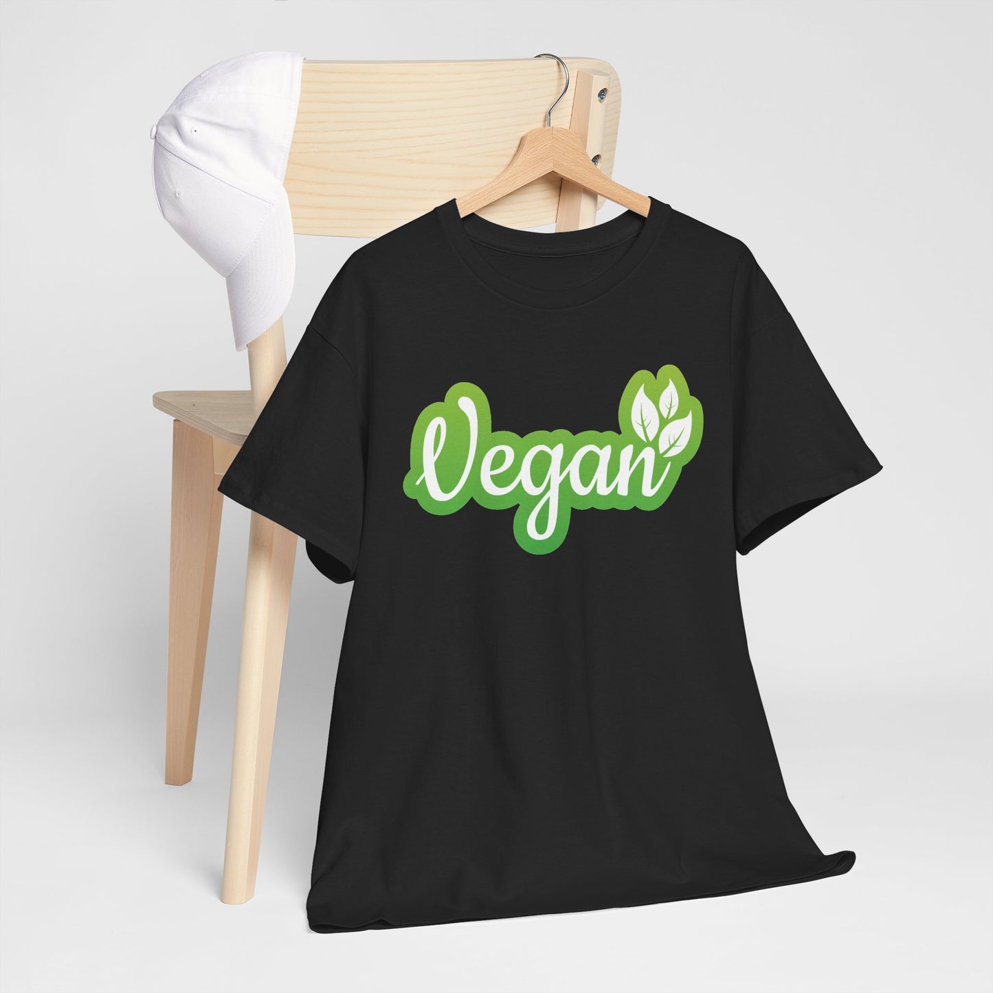 Vegan Script Tee — Green Leaf Eco-Friendly T-Shirt