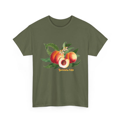Peach Botanical Tee — Vintage Fruit Illustration T-Shirt ("Genesis 1:29")