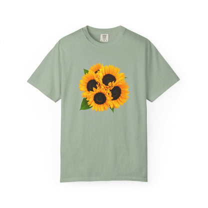 Sunflower Trio T-Shirt — Bright Floral Graphic Tee