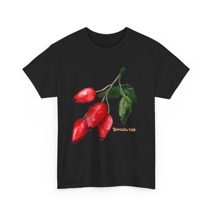 Rosehip Botanical Tee — Illustrated Rose Hips with Jeremiah 1:9 Scripture Accent