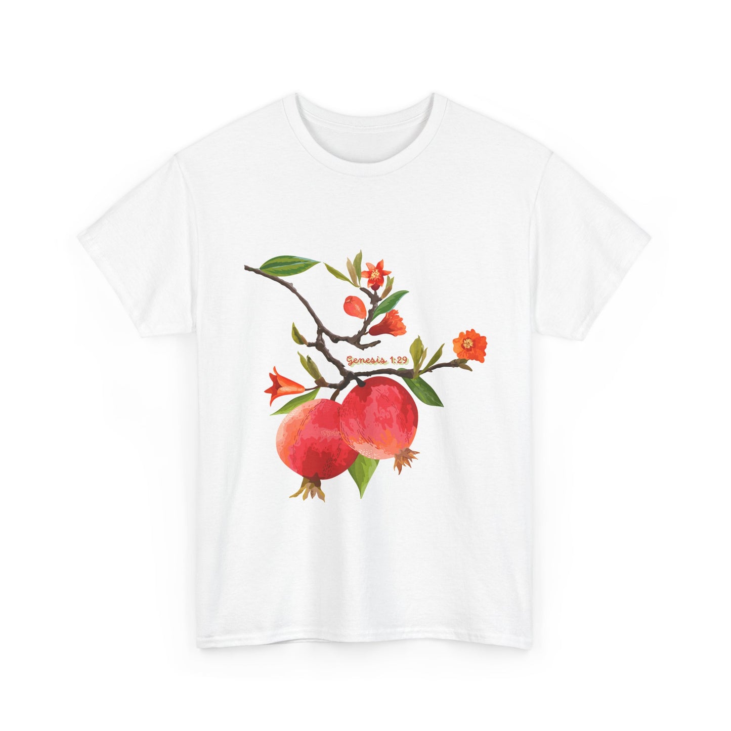Pomegranate Bloom T-Shirt — Botanical Fruit Watercolor Tee