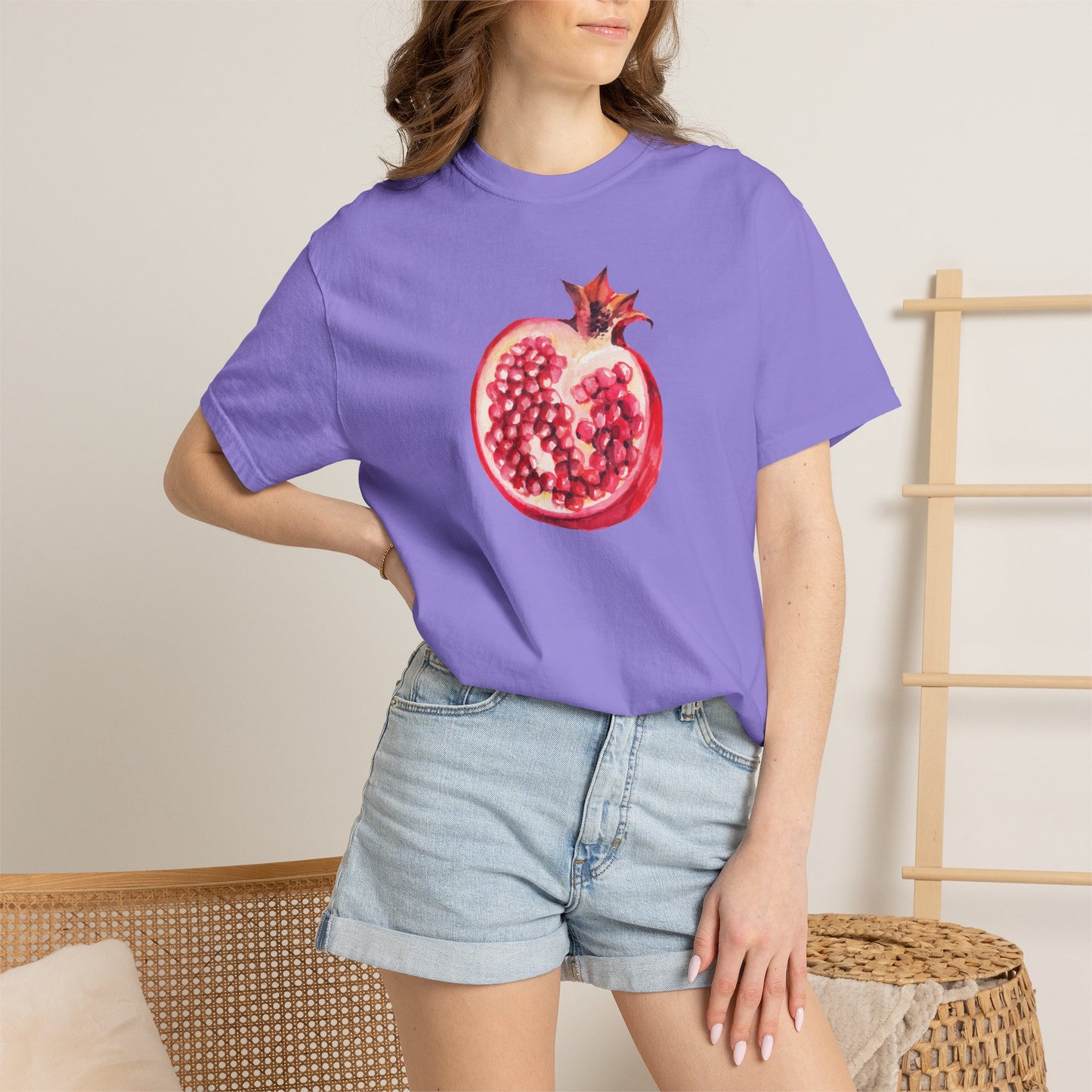 Pomegranate Watercolor T-Shirt — Fruit Illustration Tee for Foodies & Nature Lovers