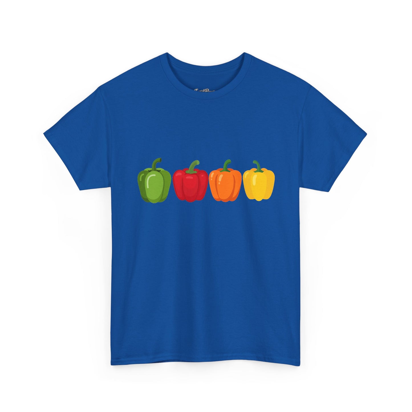 Bell Pepper Graphic Tee — Colorful Green Red Orange Yellow Peppers Shirt