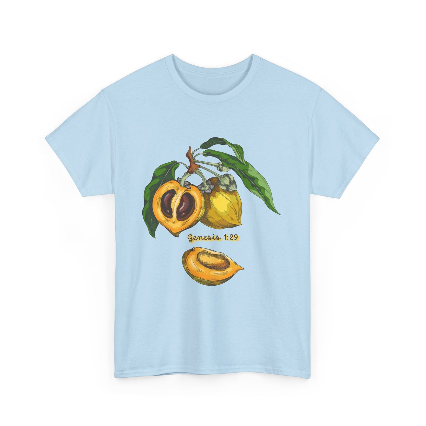 Apricot Illustration T-Shirt — Botanical Fruit Graphic Tee Genesis 1:29