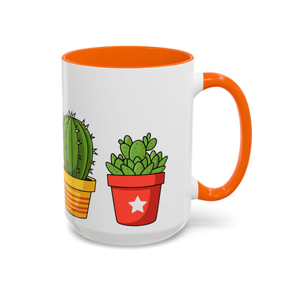 Cactus & Succulent Accent Coffee Mug — Cute Potted Plants 11/15oz