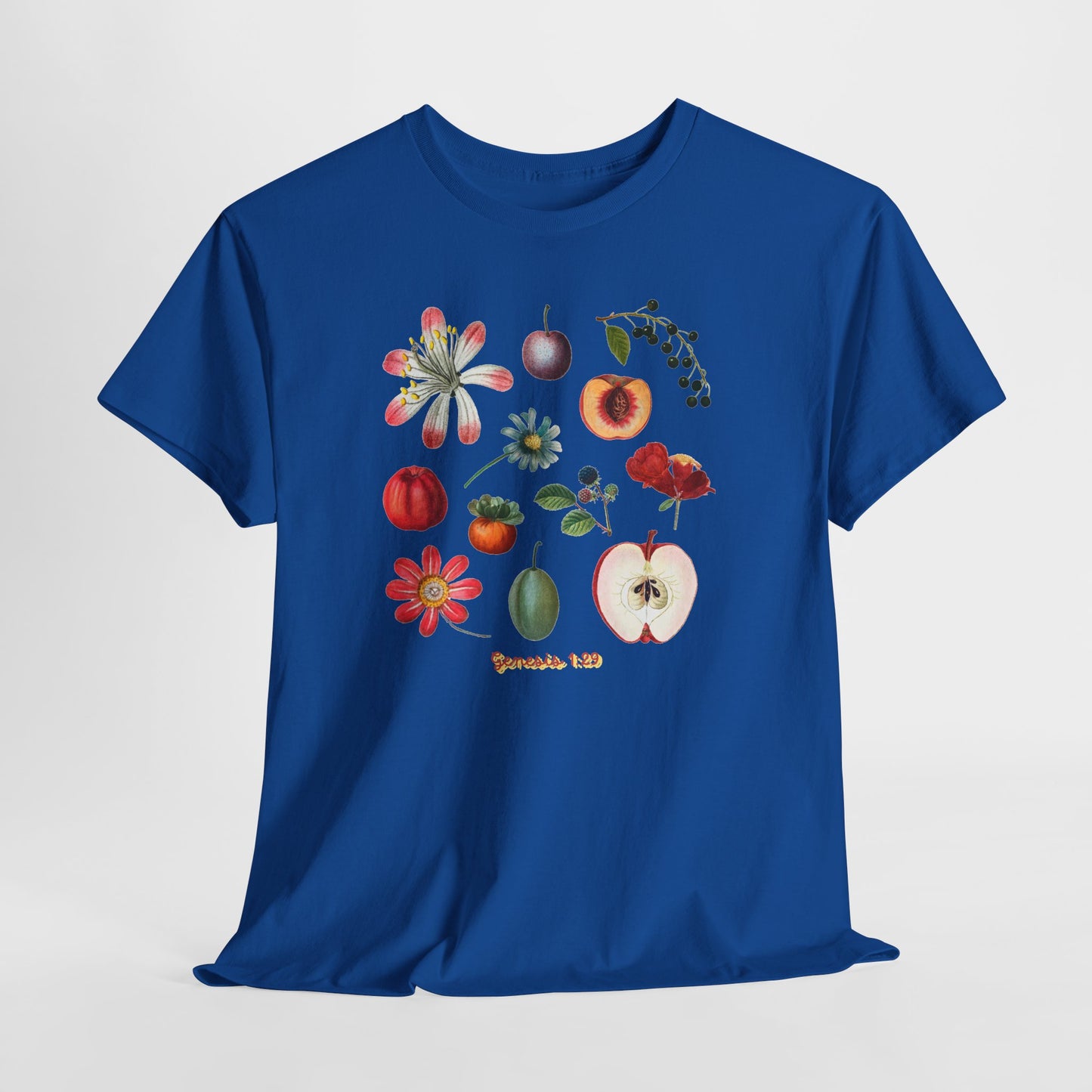 Botanical Fruit Garden T‑Shirt — Floral & Fruit Illustration Tee (Genesis 1:29)
