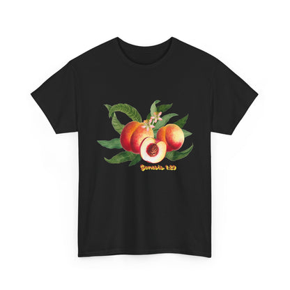 Peach Botanical Tee — Vintage Fruit Illustration T-Shirt ("Genesis 1:29")