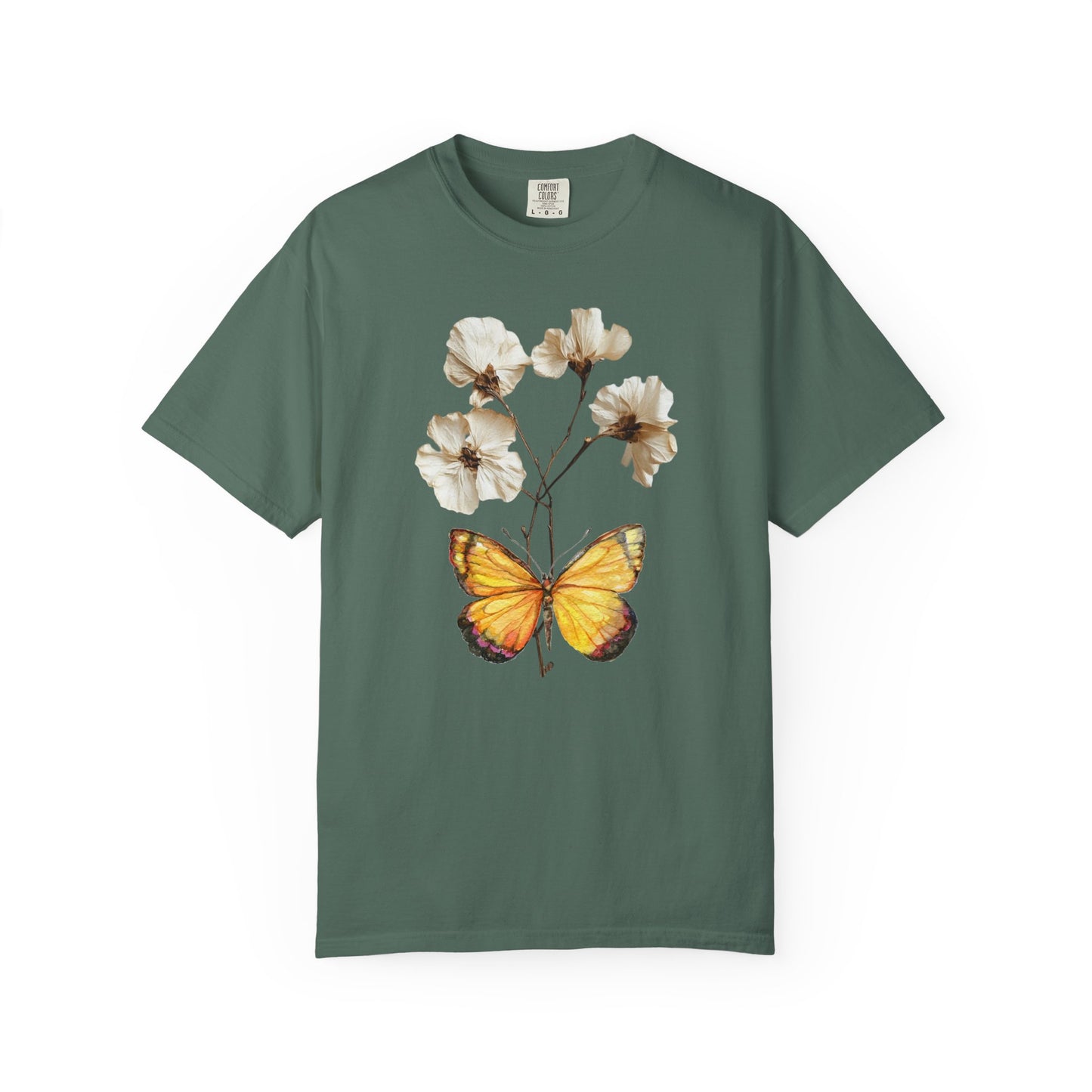 Butterfly & Dried Flowers Graphic T-Shirt — Vintage Botanical Tee