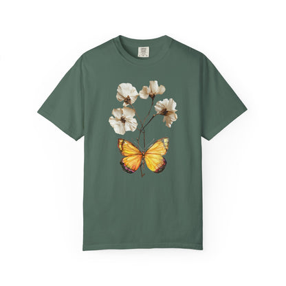 Butterfly & Dried Flowers Graphic T-Shirt — Vintage Botanical Tee