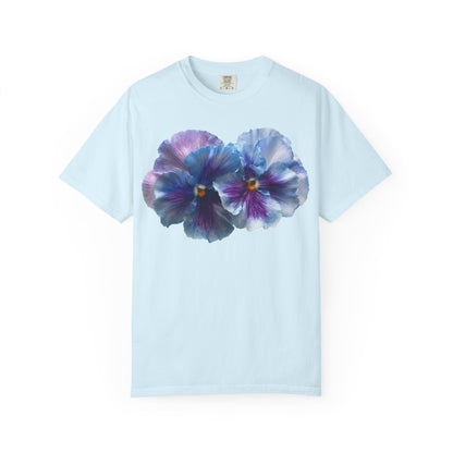 Pansy Watercolor T-Shirt — Purple Blue Floral Graphic Tee