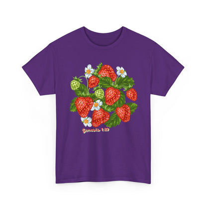 Strawberry Cluster Tee — Vintage Botanical Fruit Graphic (Genesis 1:29)