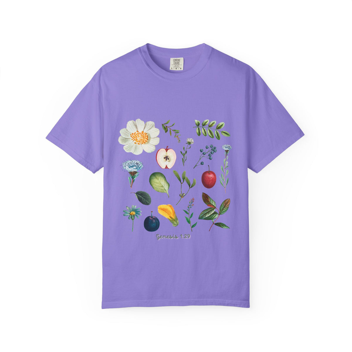 Floral Fruits Botanical Tee — Jeremiah 1:9 Scripture Garden T-Shirt