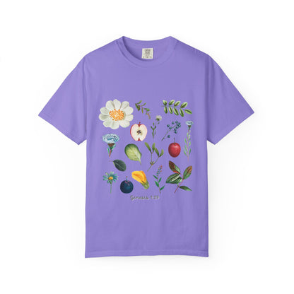 Floral Fruits Botanical Tee — Jeremiah 1:9 Scripture Garden T-Shirt