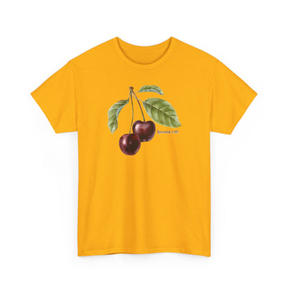 Cherry Botanical Tee — Vintage Fruit Illustration T-Shirt