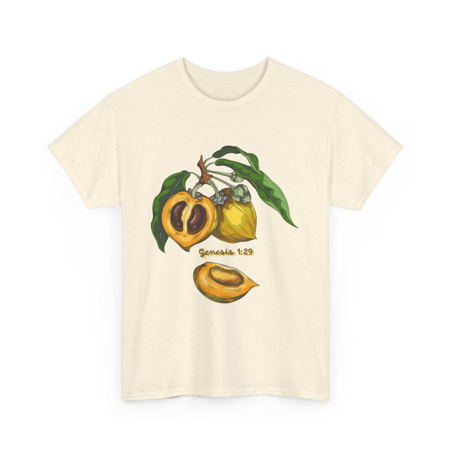 Apricot Illustration T-Shirt — Botanical Fruit Graphic Tee Genesis 1:29