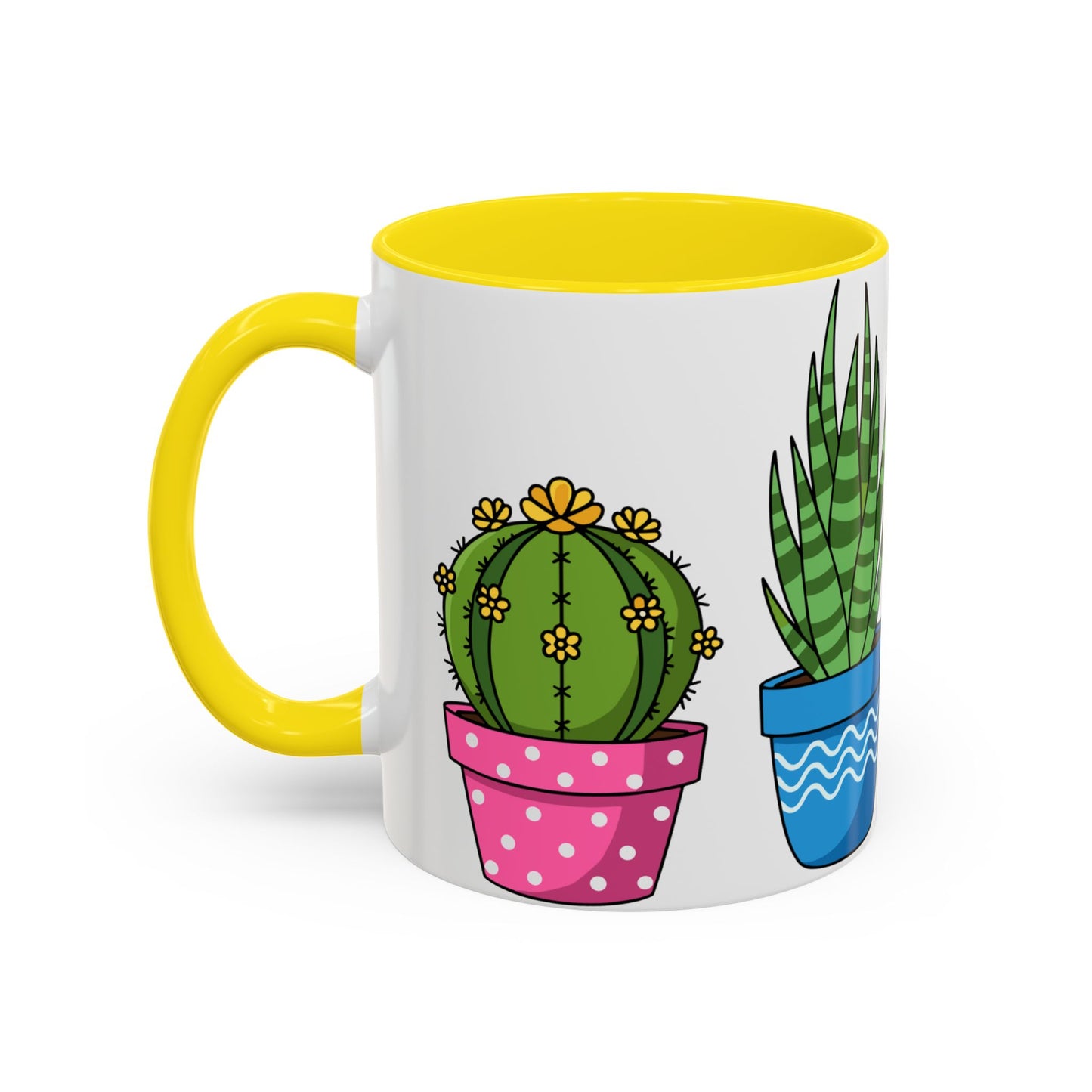 Cactus & Succulent Accent Coffee Mug — Cute Potted Plants 11/15oz