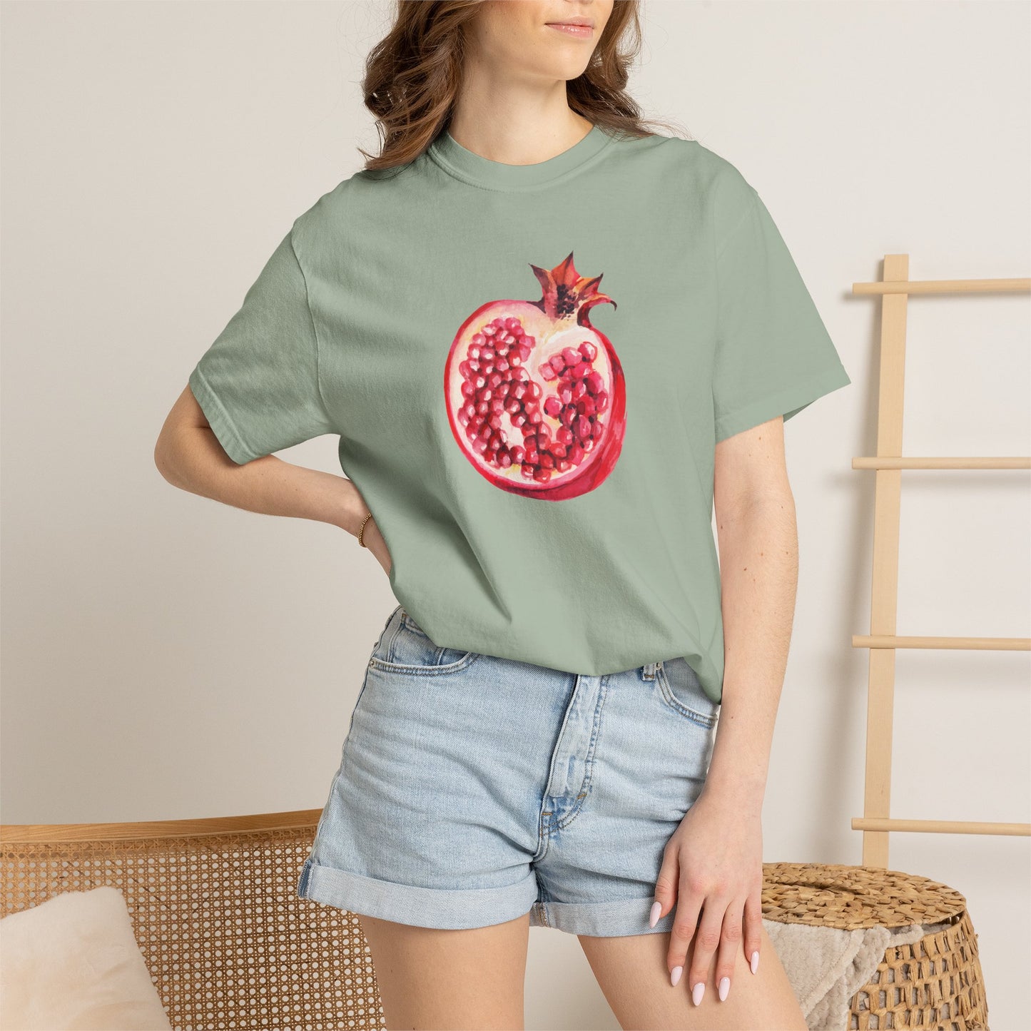 Pomegranate Watercolor T-Shirt — Fruit Illustration Tee for Foodies & Nature Lovers