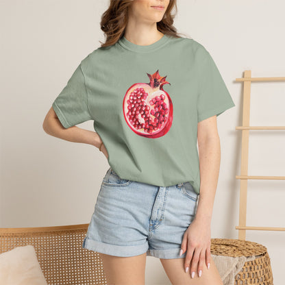 Pomegranate Watercolor T-Shirt — Fruit Illustration Tee for Foodies & Nature Lovers