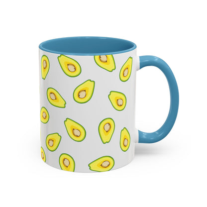 Avocado Pattern Coffee Mug — Cute Avocado Print Accent Mug (11/15oz)