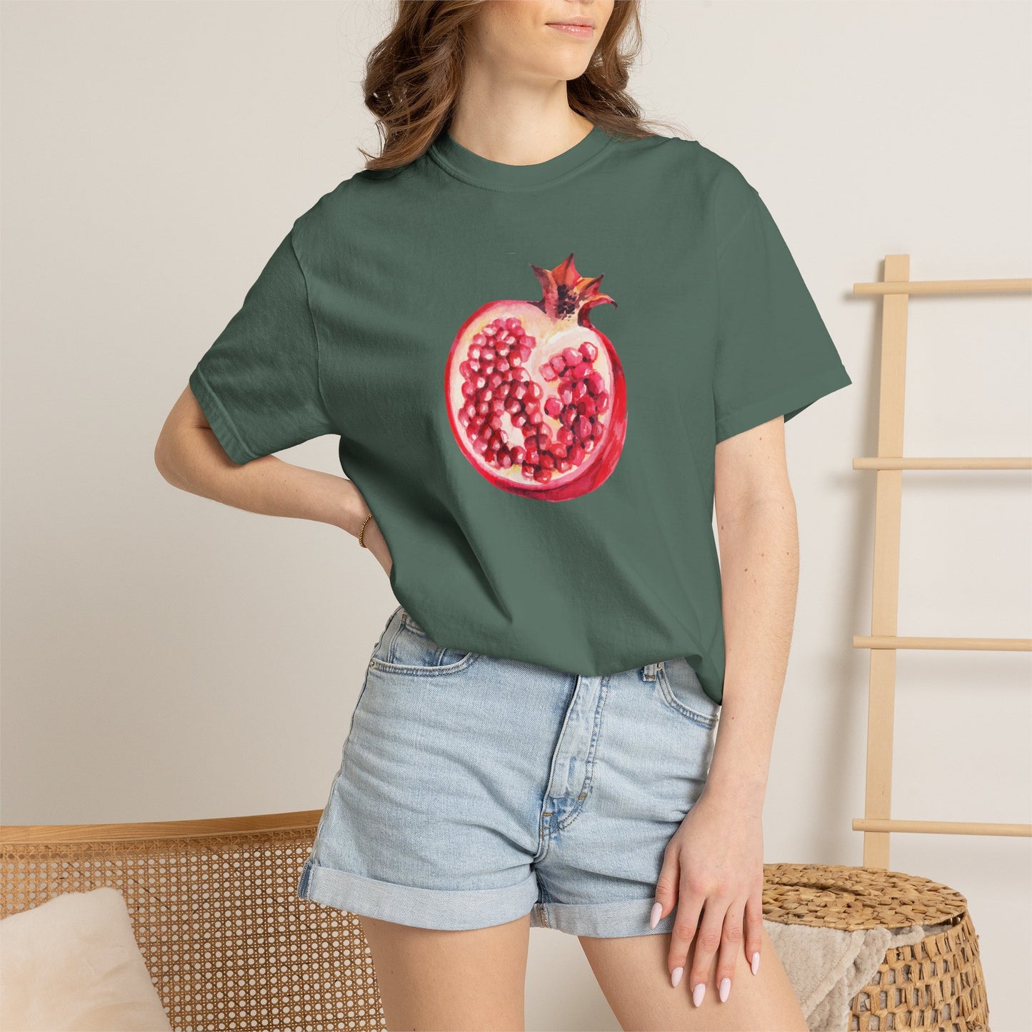 Pomegranate Watercolor T-Shirt — Fruit Illustration Tee for Foodies & Nature Lovers