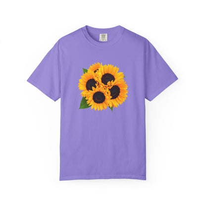 Sunflower Trio T-Shirt — Bright Floral Graphic Tee