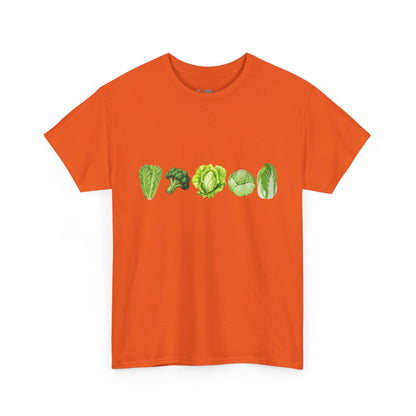 Vegetable Row T-Shirt — Green Veggies Lettuce Broccoli Cabbage Graphic Tee