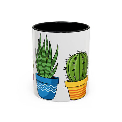 Cactus & Succulent Accent Coffee Mug — Cute Potted Plants 11/15oz