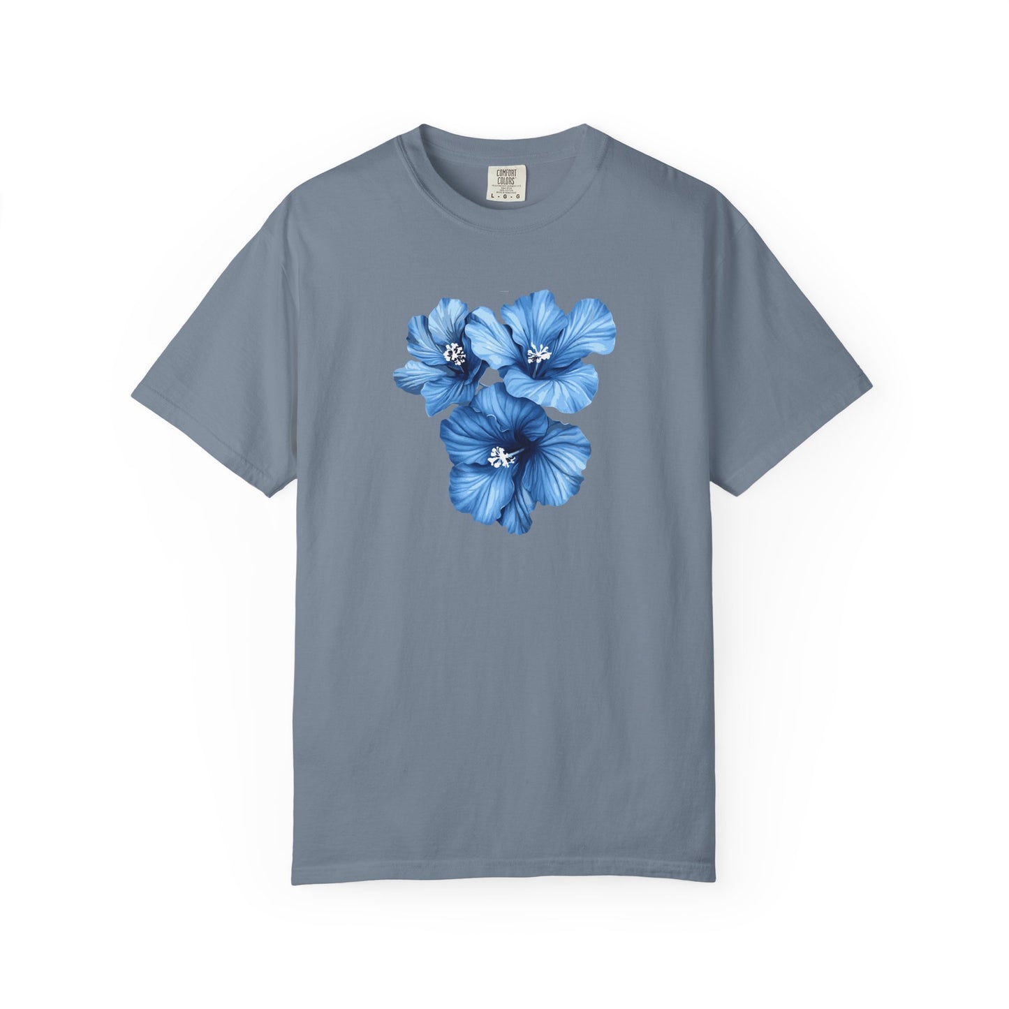 Blue Hibiscus Floral T-Shirt — Watercolor Flower Graphic Tee
