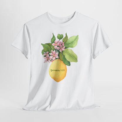 Lemon Blossom T-Shirt — Genesis 1:29 Floral Faith Tee