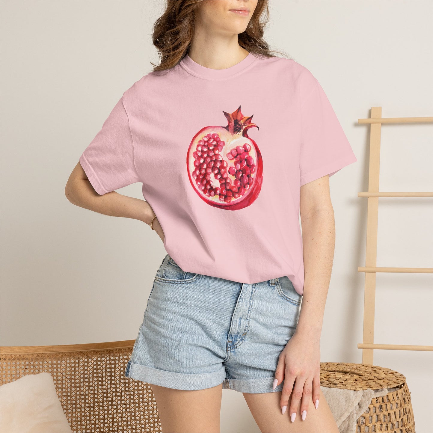 Pomegranate Watercolor T-Shirt — Fruit Illustration Tee for Foodies & Nature Lovers