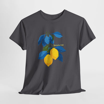 Lemon Branch Graphic Tee — Genesis 1:29 Inspirational Fruit Shirt