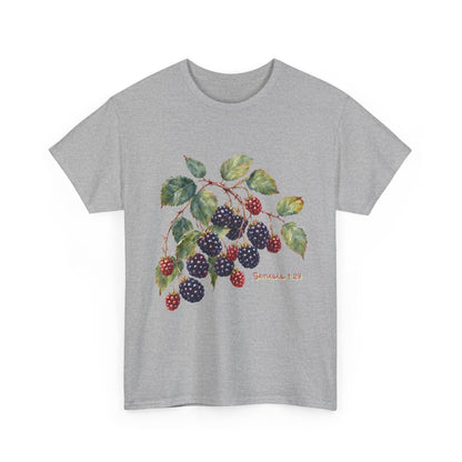 T-Shirt — Vintage Blackberry Branch Illustration Tee (Genesis 1:29)