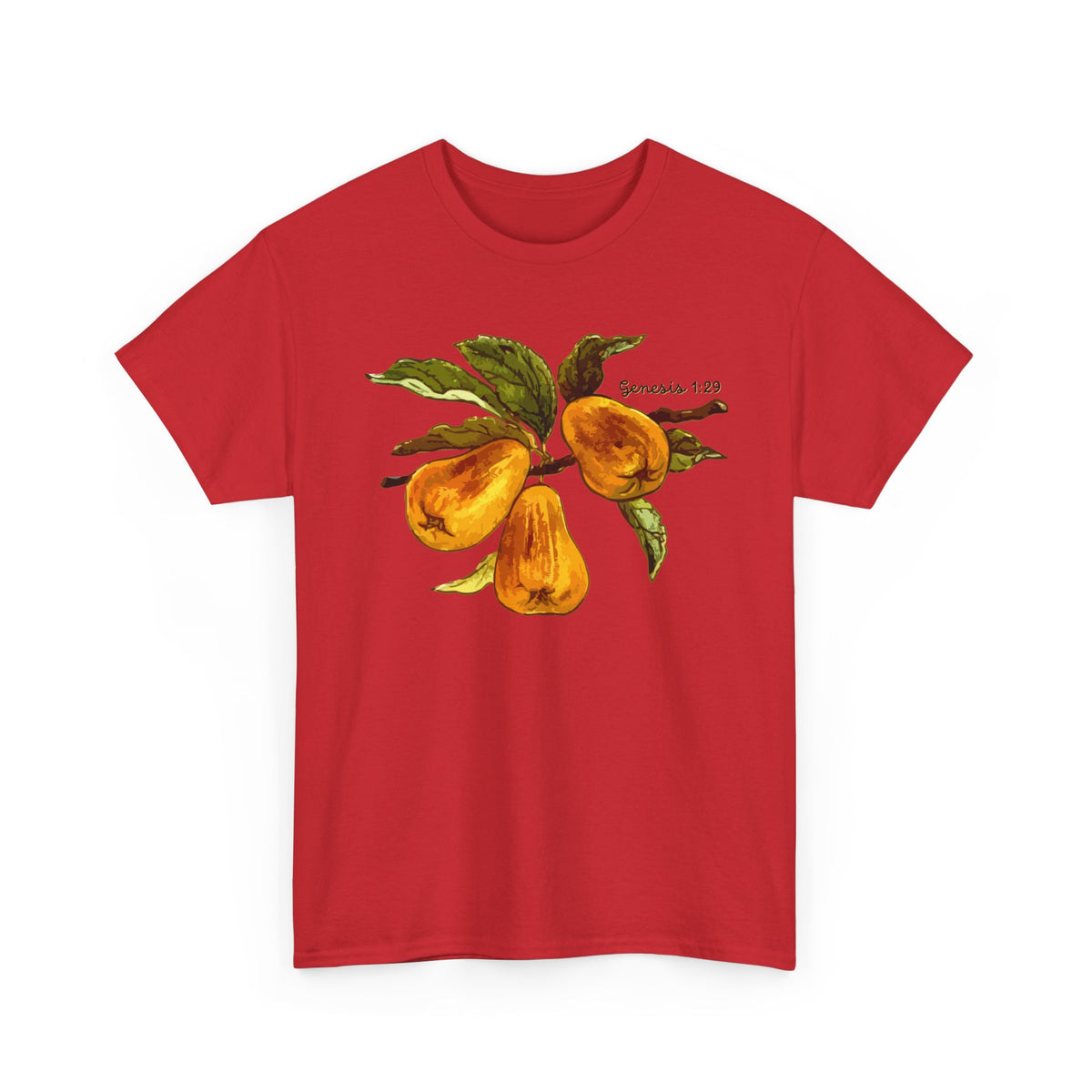 Pear Branch T‑Shirt — Watercolor Yellow Pears Tee Genesis 1:29