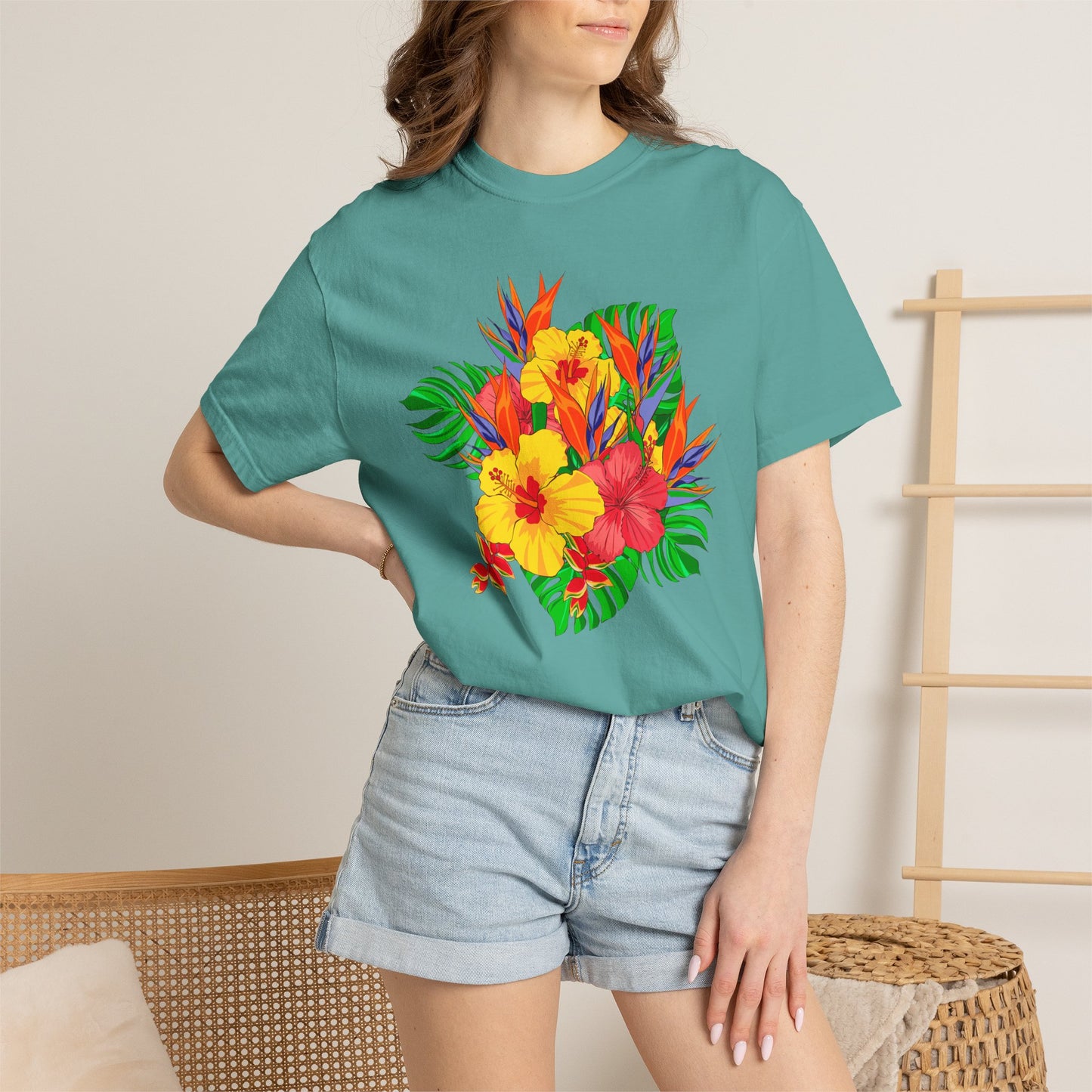 Tropical Hibiscus Floral T-Shirt