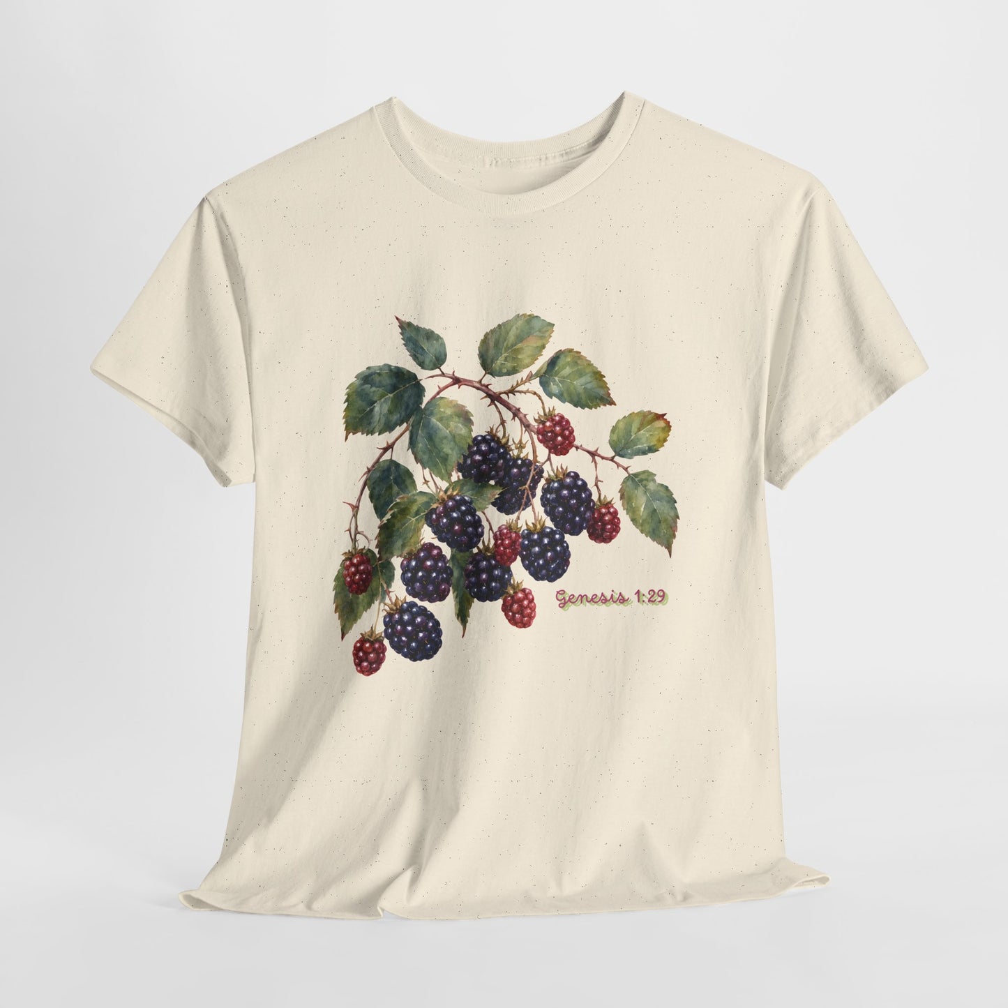 T-Shirt — Vintage Blackberry Branch Illustration Tee (Genesis 1:29)