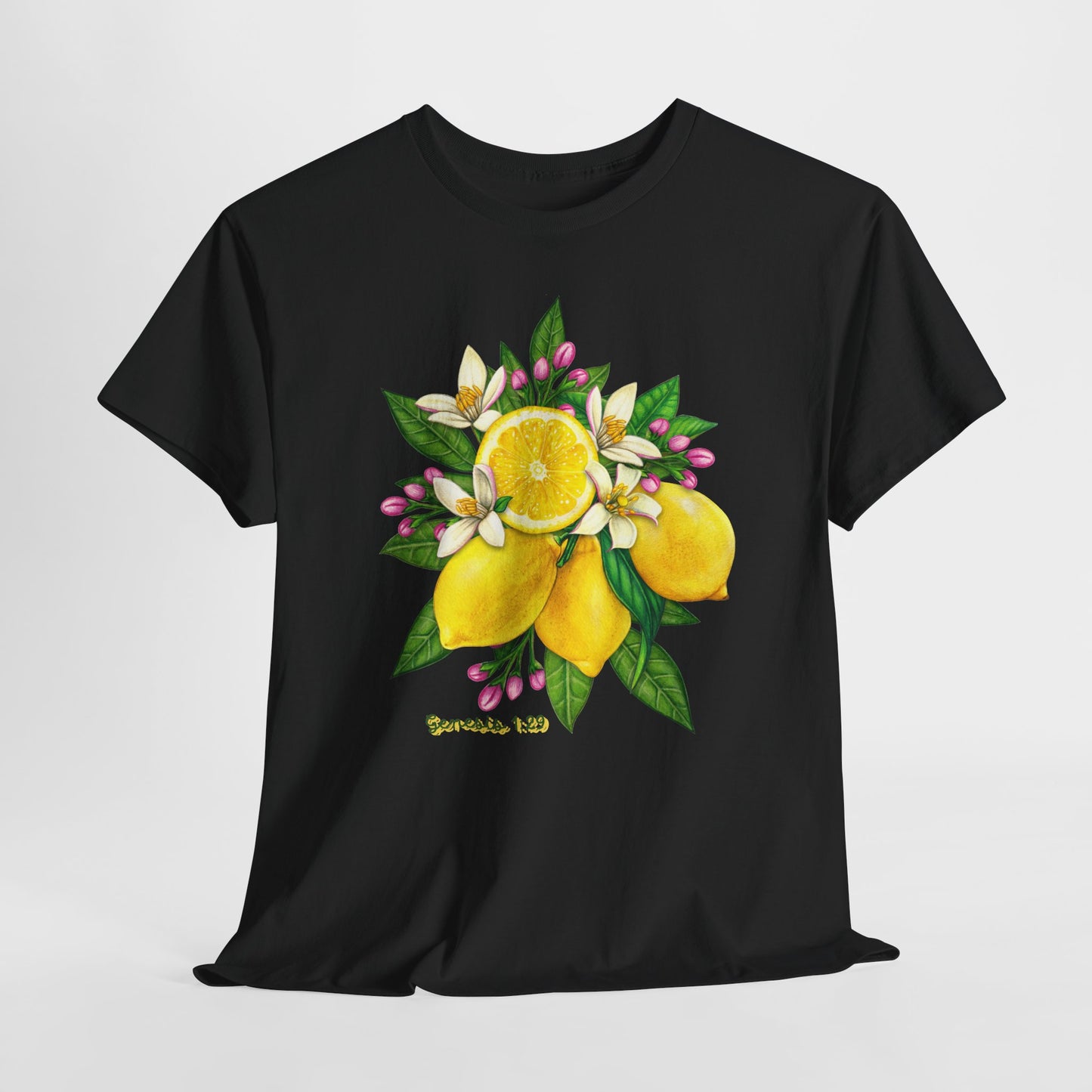 Lemon Blossom Tee — Botanical Citrus Graphic T‑Shirt (Genesis 1:29)