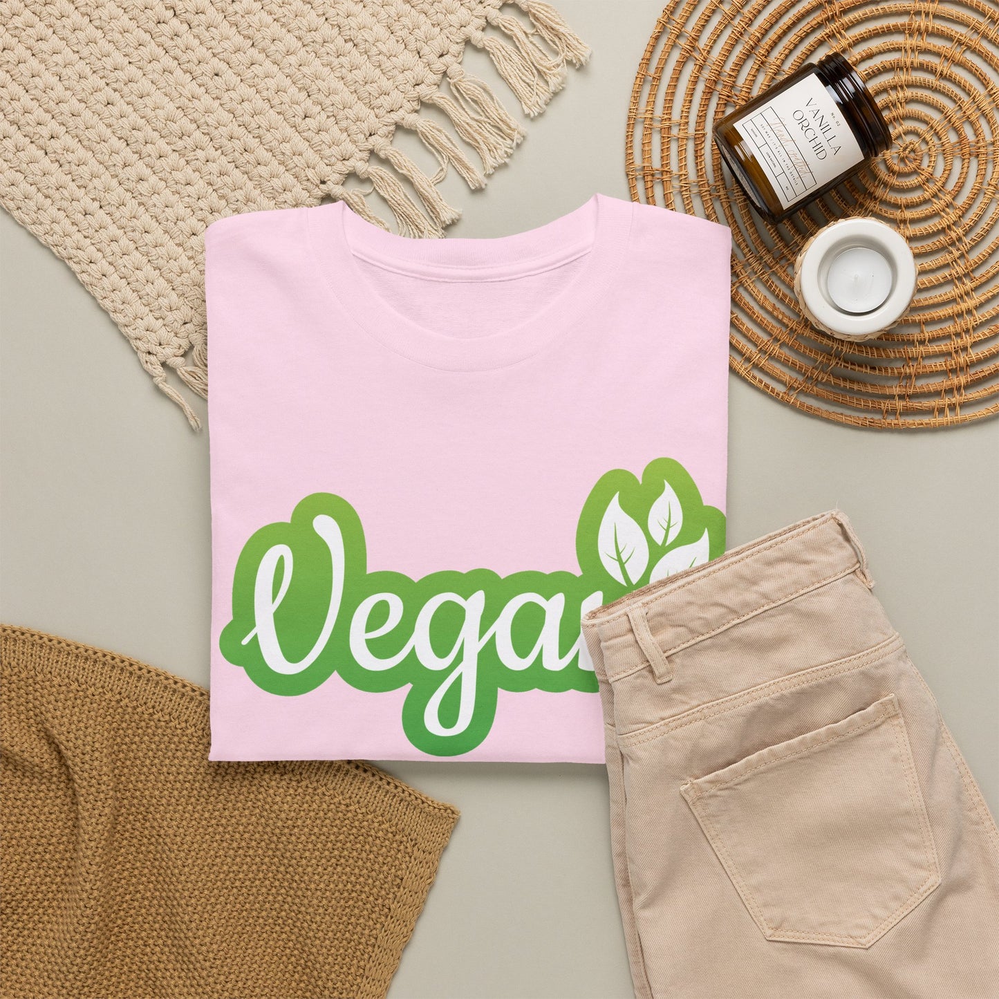 Vegan Script Tee — Green Leaf Eco-Friendly T-Shirt
