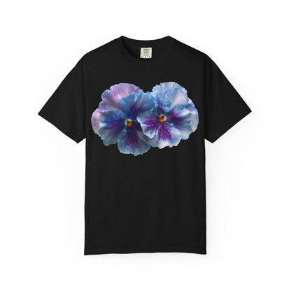 Pansy Watercolor T-Shirt — Purple Blue Floral Graphic Tee