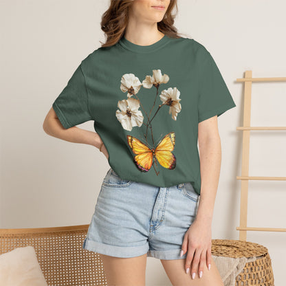 Butterfly & Dried Flowers Graphic T-Shirt — Vintage Botanical Tee