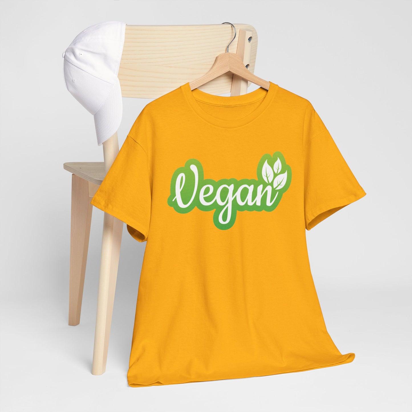 Vegan Script Tee — Green Leaf Eco-Friendly T-Shirt
