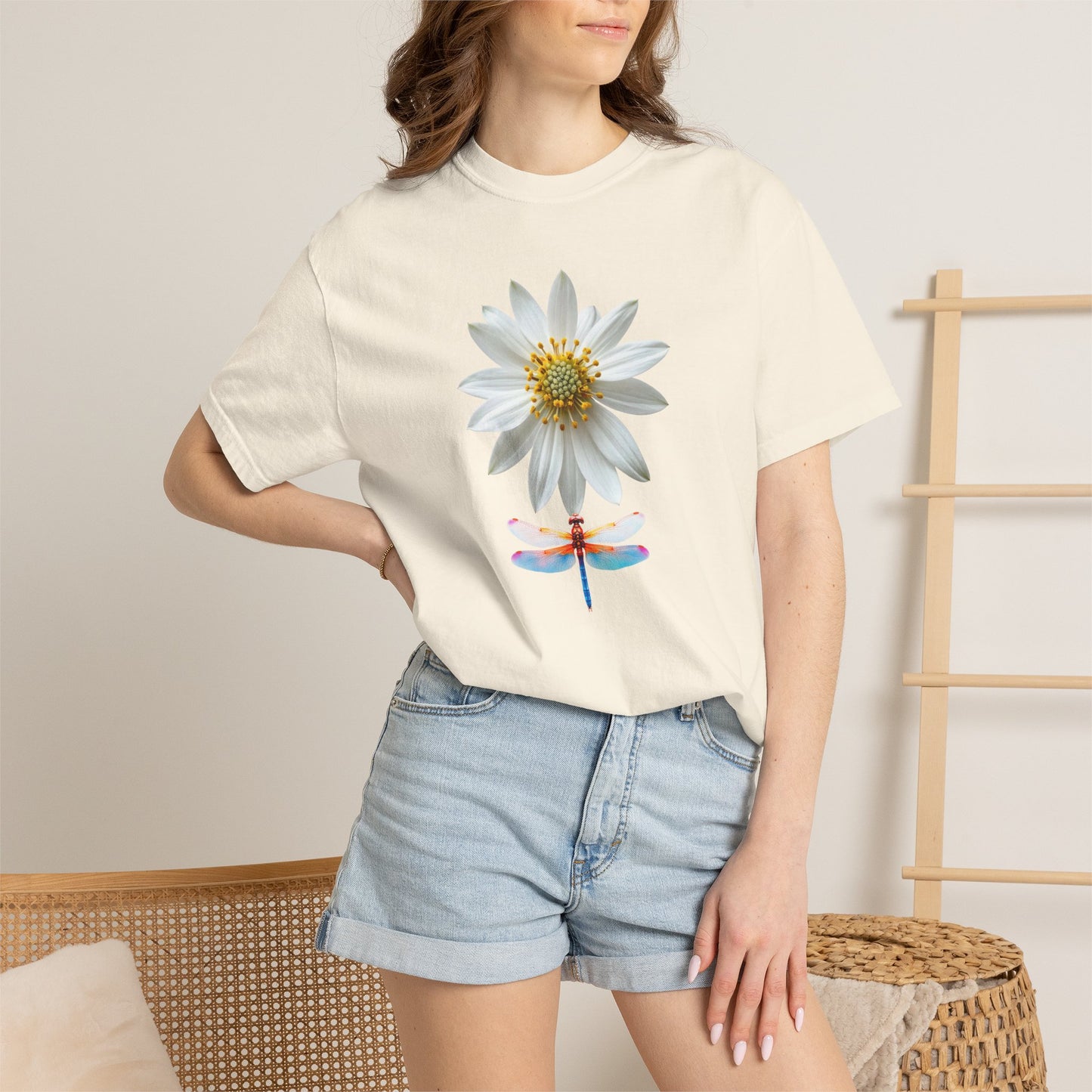 Lotus & Dragonfly T-Shirt — Floral Nature Graphic Tee