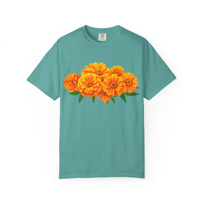 Marigold Blooms T-Shirt — Vibrant Floral Graphic Tee