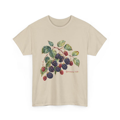 T-Shirt — Vintage Blackberry Branch Illustration Tee (Genesis 1:29)
