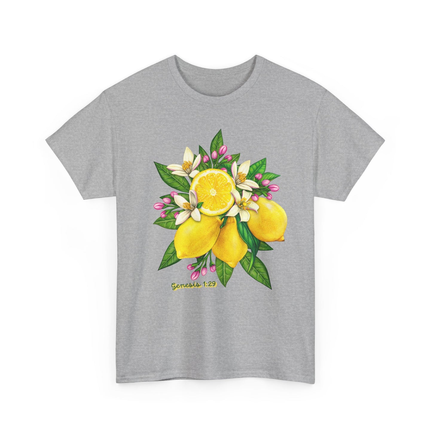 Lemon Blossom Tee — Botanical Citrus Graphic T‑Shirt (Genesis 1:29)