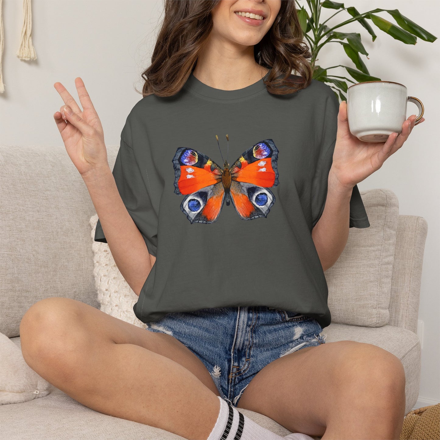 Butterfly Graphic T-Shirt — Peacock Eye Floral Tee