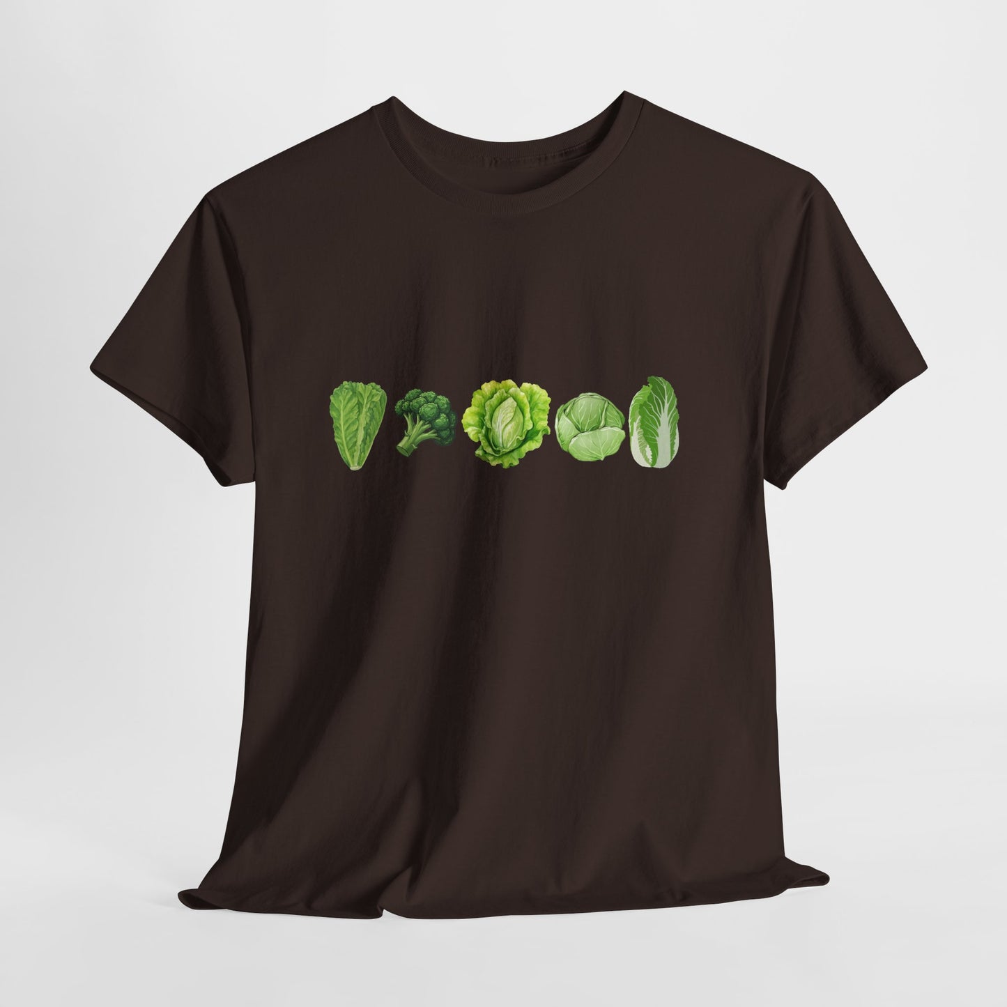 Vegetable Row T-Shirt — Green Veggies Lettuce Broccoli Cabbage Graphic Tee
